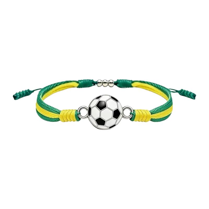 Fodbold supporter armbånd i nylon, justerbart sportsmykke, håndledstilbehør med rund bold, flettet snor hold, passion for kamp, model Albaro