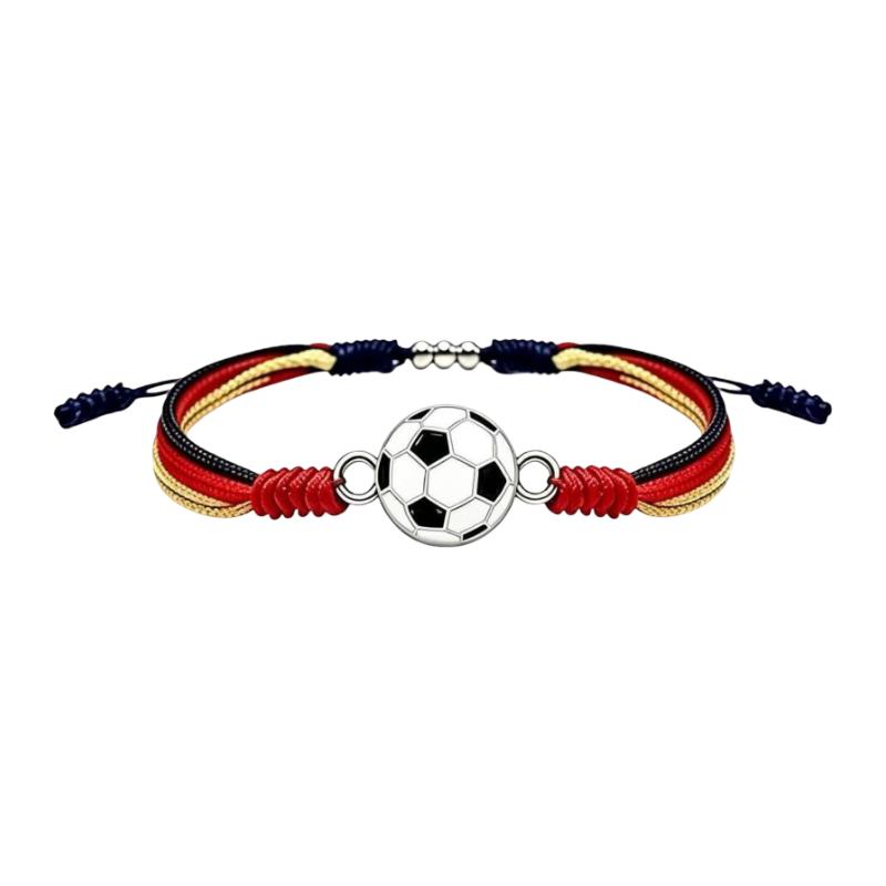 Fodbold supporter armbånd i nylon, justerbart sportsmykke, håndledstilbehør med rund bold, flettet snor hold, passion for kamp, model Albaro