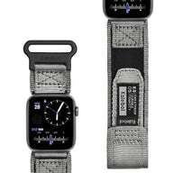 Bracelet nylon gris à velcro sweatproof Kalebol Edition pour Apple Watch ajustable.