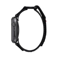 Bracelet noir en nylon à velcro, ajustable, pour Apple Watch, modèle Kayle, style sweatproof.