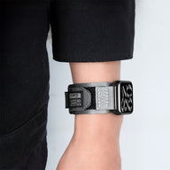 Bracelet nylon noir à velcro, ajustable, pour Apple Watch 38-42 mm, modèle Kayle.