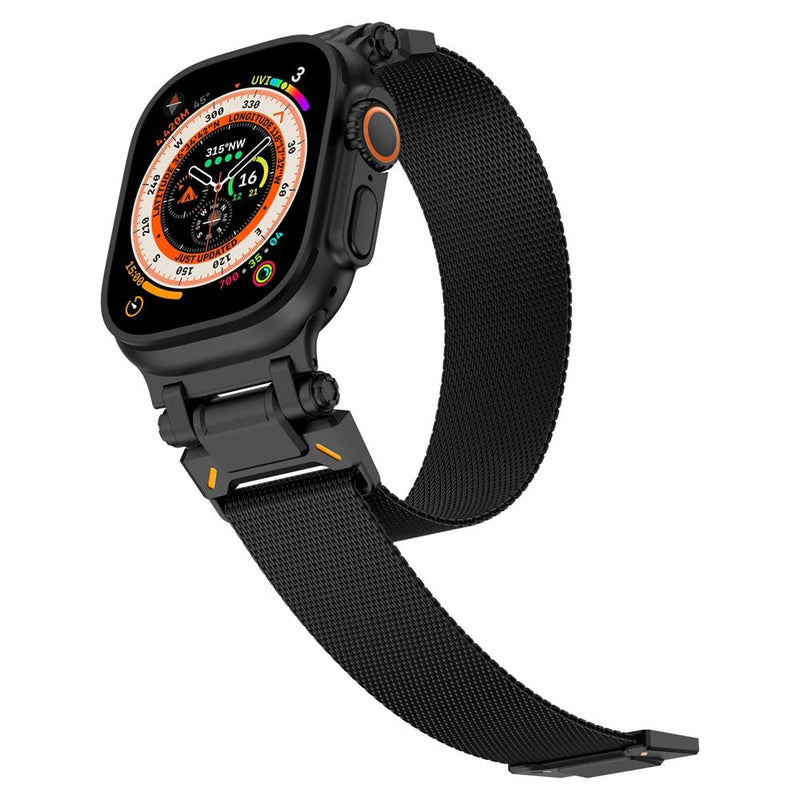 Bracelet tactique noir en acier inoxydable magnétique pour Apple Watch, ajustable, modèle Juice, taille 40-42 mm.