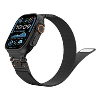 Bracelet magnétique noir en acier inoxydable pour Apple Watch avec boucle ajustable, modèle Juice.
