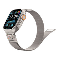 Bracelet magnétique en acier inoxydable gris, modèle Juice, pour Apple Watch 40-42 mm, style maillé ajustable.