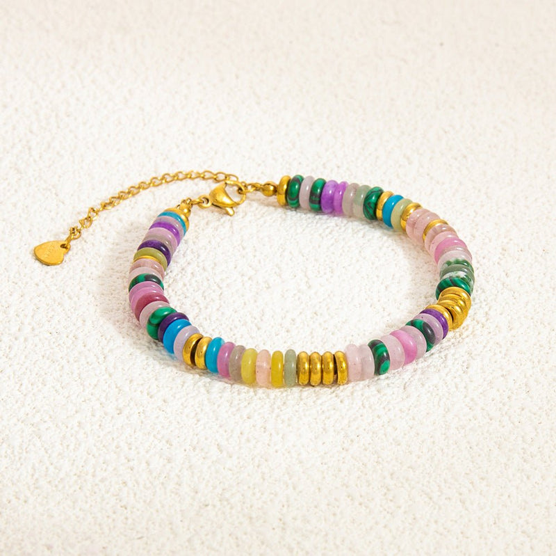 Bracelet tendance, pierres précieuses multicolores, perles d'eau douce, pour femme, modèle Osiris - La Boutique du Bracelet