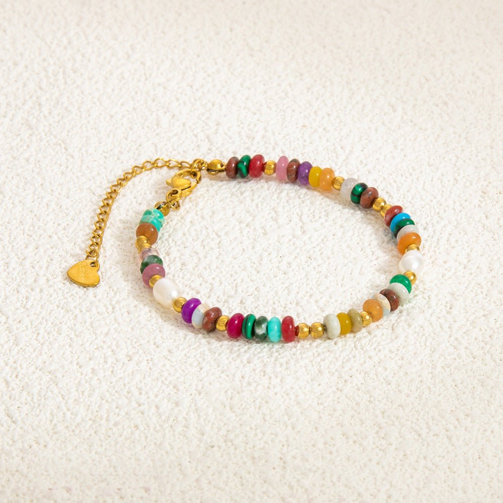 Bracelet tendance, pierres précieuses multicolores, perles d'eau douce, pour femme, modèle Osiris - La Boutique du Bracelet