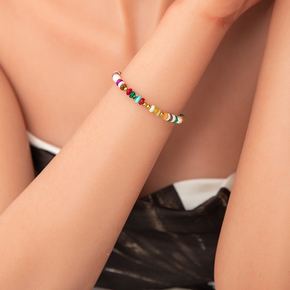Bracelet tendance, pierres précieuses multicolores, perles d'eau douce, pour femme, modèle Osiris - La Boutique du Bracelet