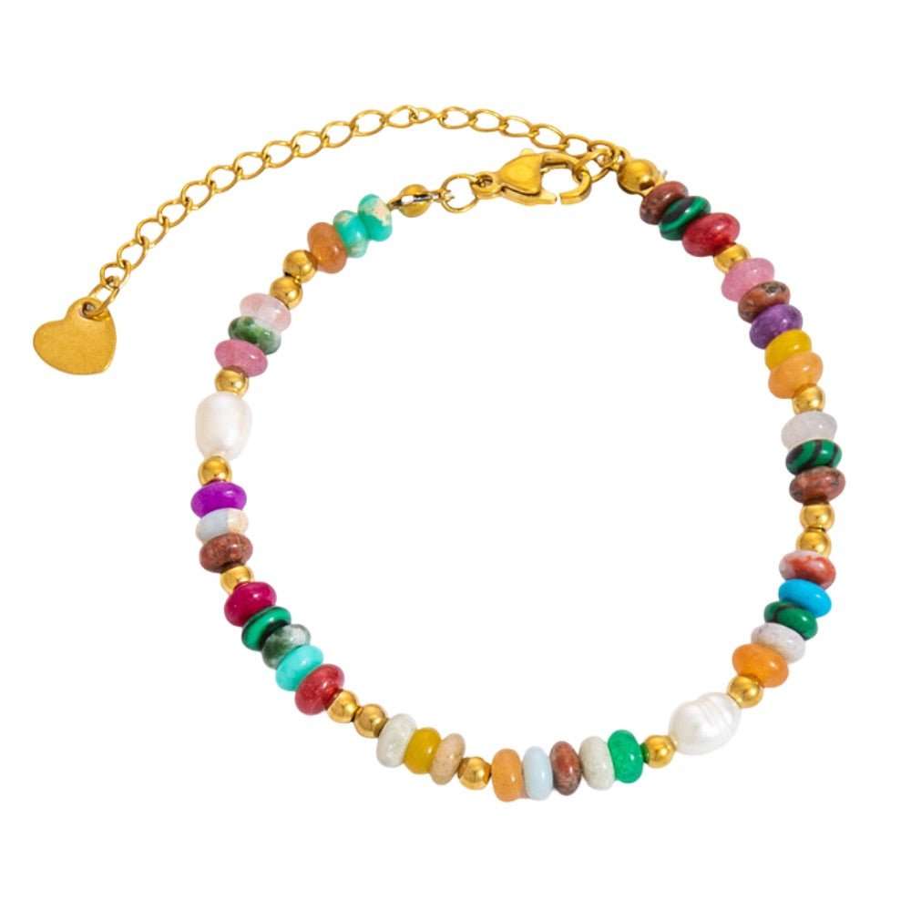 Bracelet tendance, pierres précieuses multicolores, perles d'eau douce, pour femme, modèle Osiris - La Boutique du Bracelet