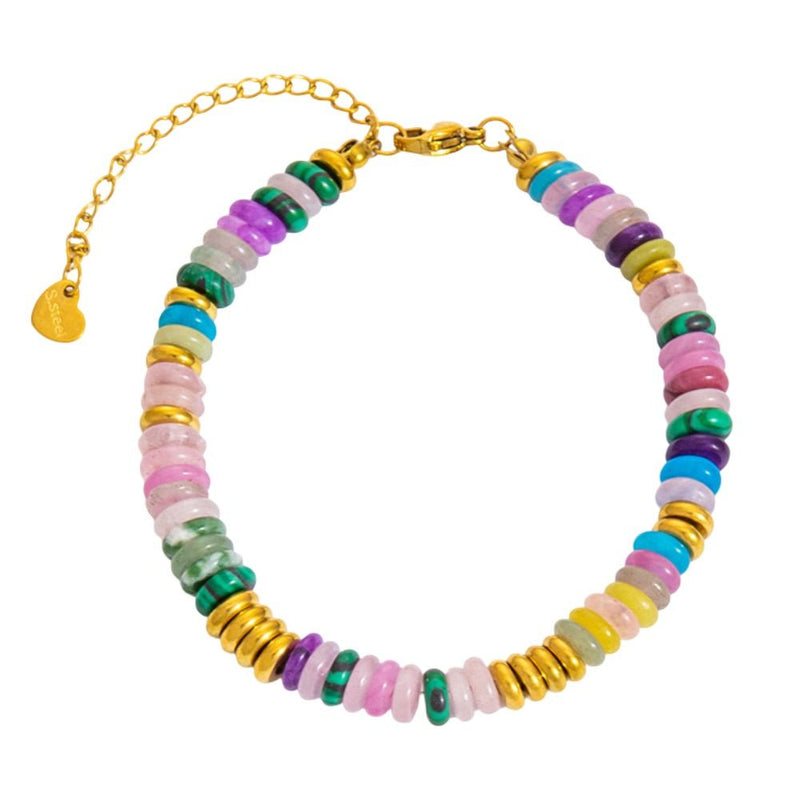 Bracelet tendance, pierres précieuses multicolores, perles d'eau douce, pour femme, modèle Osiris - La Boutique du Bracelet