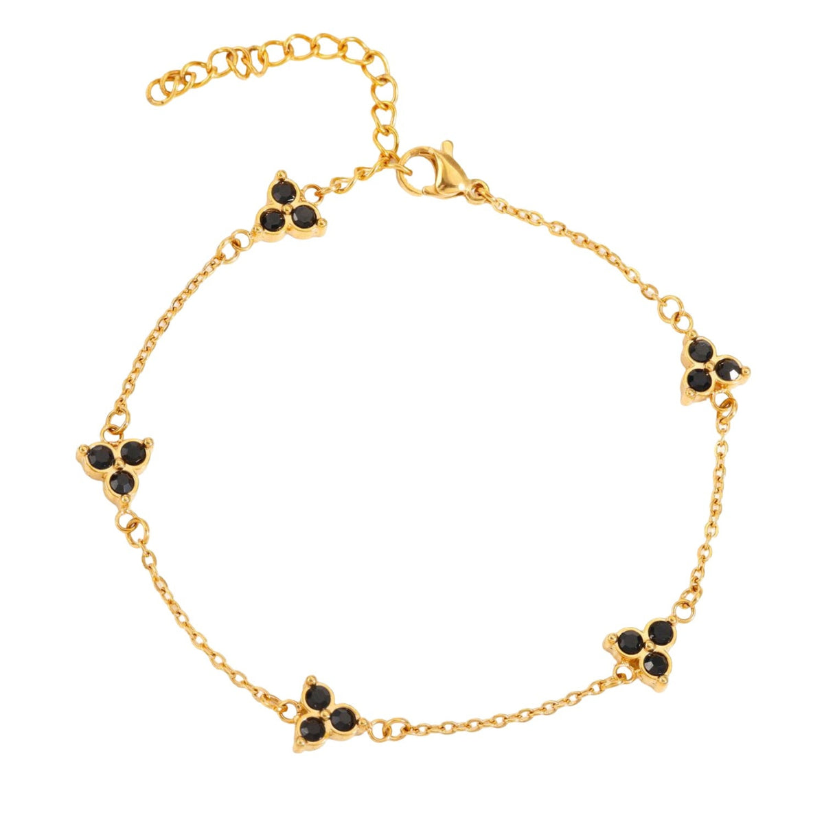 Bracelet Plaqué Or 18 Carats - Motif Trèfle Et Fleur, Style Bohème, Neuf Avec étiquettes