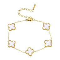 Bracelet trèfle à 4 feuilles coloré, en acier inoxydable, ajustable, pour femme, modèle Auréa - La Boutique du Bracelet