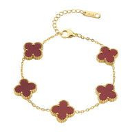 Bracelet trèfle à 4 feuilles coloré, en acier inoxydable, ajustable, pour femme, modèle Auréa - La Boutique du Bracelet