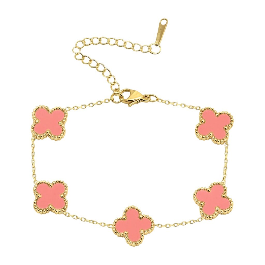Bracelet trèfle à 4 feuilles coloré, en acier inoxydable, ajustable, pour femme, modèle Auréa - La Boutique du Bracelet