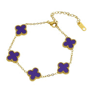 Bracelet trèfle à 4 feuilles coloré, en acier inoxydable, ajustable, pour femme, modèle Auréa - La Boutique du Bracelet