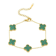 Bracelet trèfle à 4 feuilles coloré, en acier inoxydable, ajustable, pour femme, modèle Auréa - La Boutique du Bracelet
