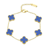 Bracelet trèfle à 4 feuilles coloré, en acier inoxydable, ajustable, pour femme, modèle Auréa - La Boutique du Bracelet