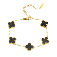 Bracelet trèfle à 4 feuilles coloré, en acier inoxydable, ajustable, pour femme, modèle Auréa - La Boutique du Bracelet