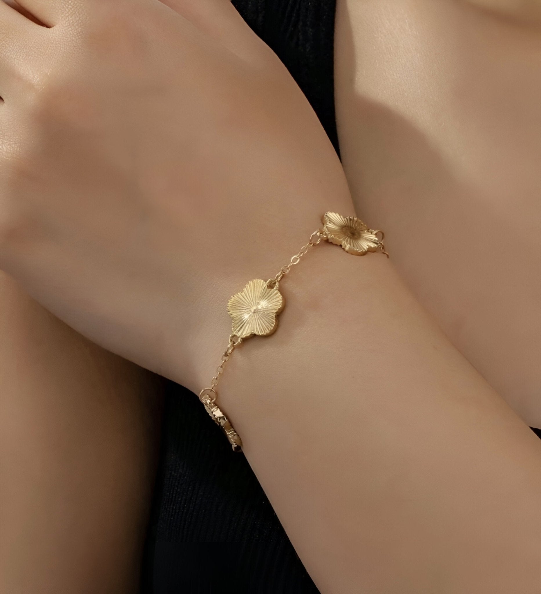 Bracelet trèfle à cinq feuilles, en acier inoxydable, pour femme, modèle Girma - La Boutique du Bracelet