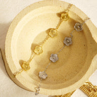 Bracelet fin en acier inoxydable or à pendentifs trèfle à cinq feuilles délicats Bracelets en acier inoxydable argent avec.