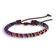 Bracelet tressé en coton multicolore avec fermeture réglable, style bohème, mixte.