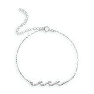 Bracelet fin argent sterling avec motif vagues scintillantes enchaînées pour femme.