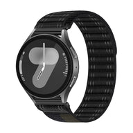 Bracelet velcro nylon noir compatible Huawei Watch avec texture tissée et fermoir ajustable.