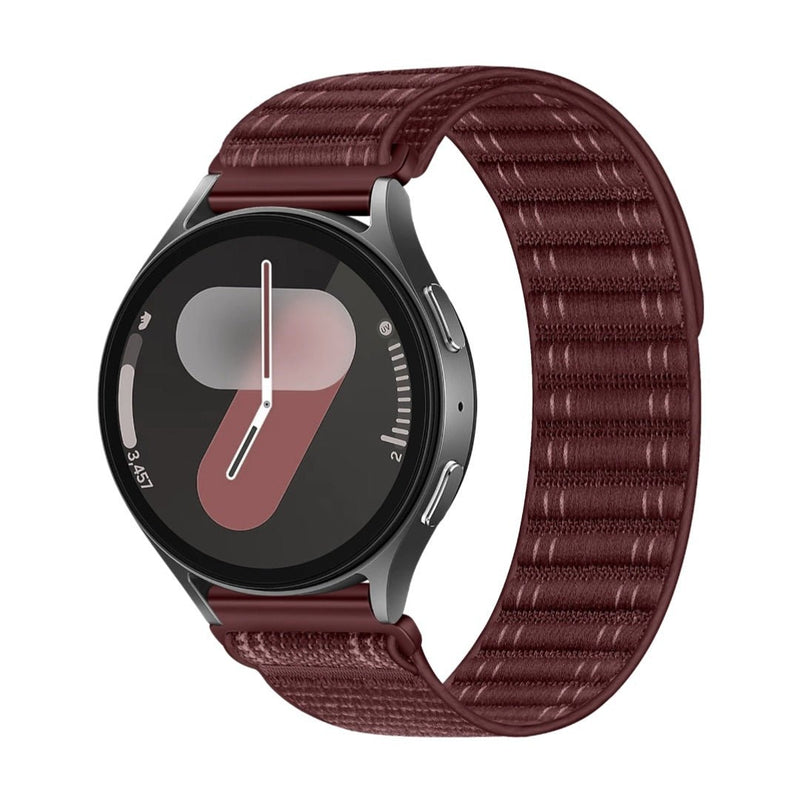 Bracelet velcro en nylon bordeaux pour Huawei Watch, style tissé ajustable.