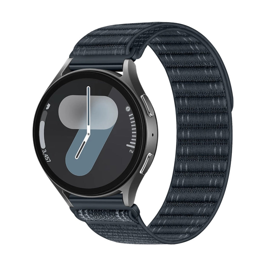 Bracelet velcro nylon gris foncé compatible Huawei Watch, style simple et ajustable, pour 44-46 mm.