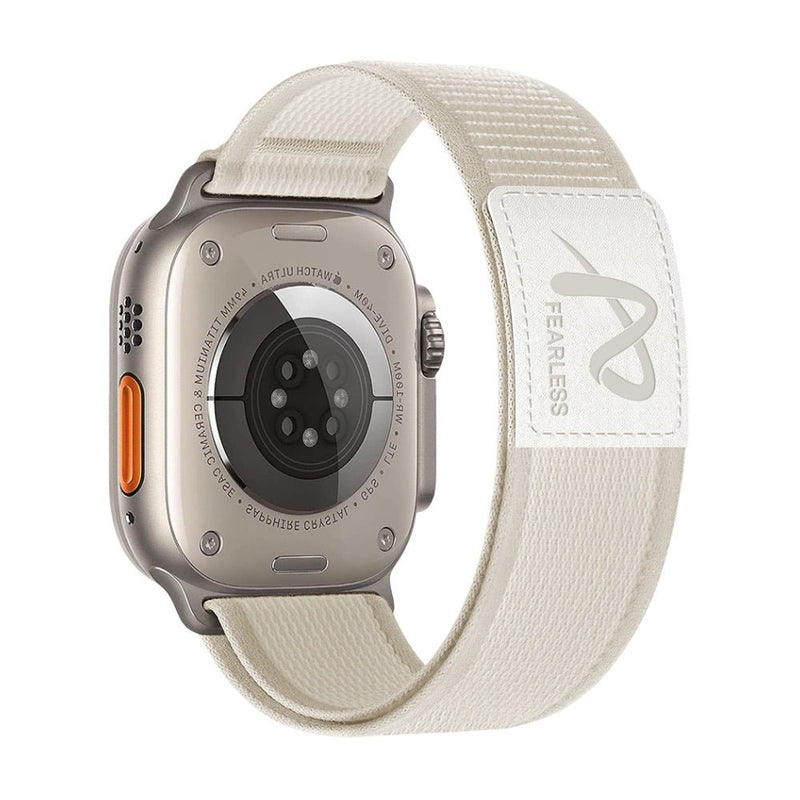 Bracelet Apple Watch velcro nylon beige clair ultra léger et sécurisé modèle Mercury.