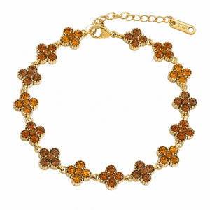 Bracelet en acier inoxydable, motif trèfle orné de cristaux, accessoire féminin ajustable, éclat luxueux, modèle Lisiana