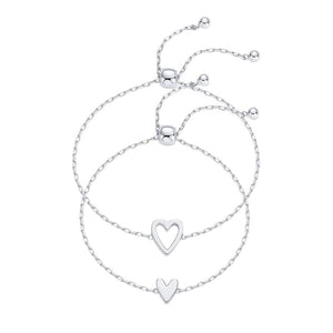 Matching Heart Bracelets for Mother and Child, Duo of Adjustable Stainless Steel Bracelets, Jewelry Symbolizing Bond and Love, Kéamo Model