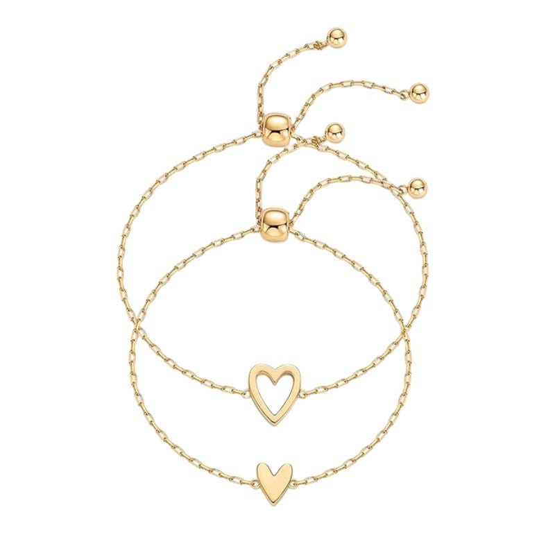 Herz-Armbänder für Mutter und Kind, Duo verstellbarer Armbänder aus Edelstahl, Schmuck als Symbol für Verbundenheit und Liebe, Modell Kéamo