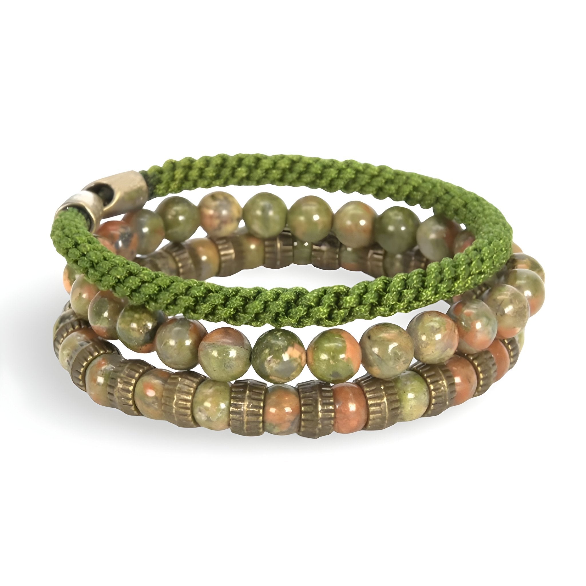 Bracelets en pierre naturelles et corde, trio, pour femme, modèle Daria - La Boutique du Bracelet