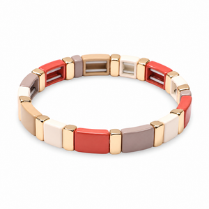 Packshot studio bracelet Calypso style 12, maillons émail multicolores.