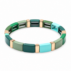 Packshot studio bracelet Calypso style 4, maillons émail multicolores.