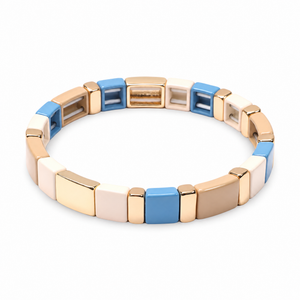 Packshot studio bracelet Calypso style 5, maillons émail multicolores.