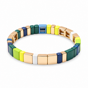 Packshot studio bracelet Calypso style 7, maillons émail multicolores.