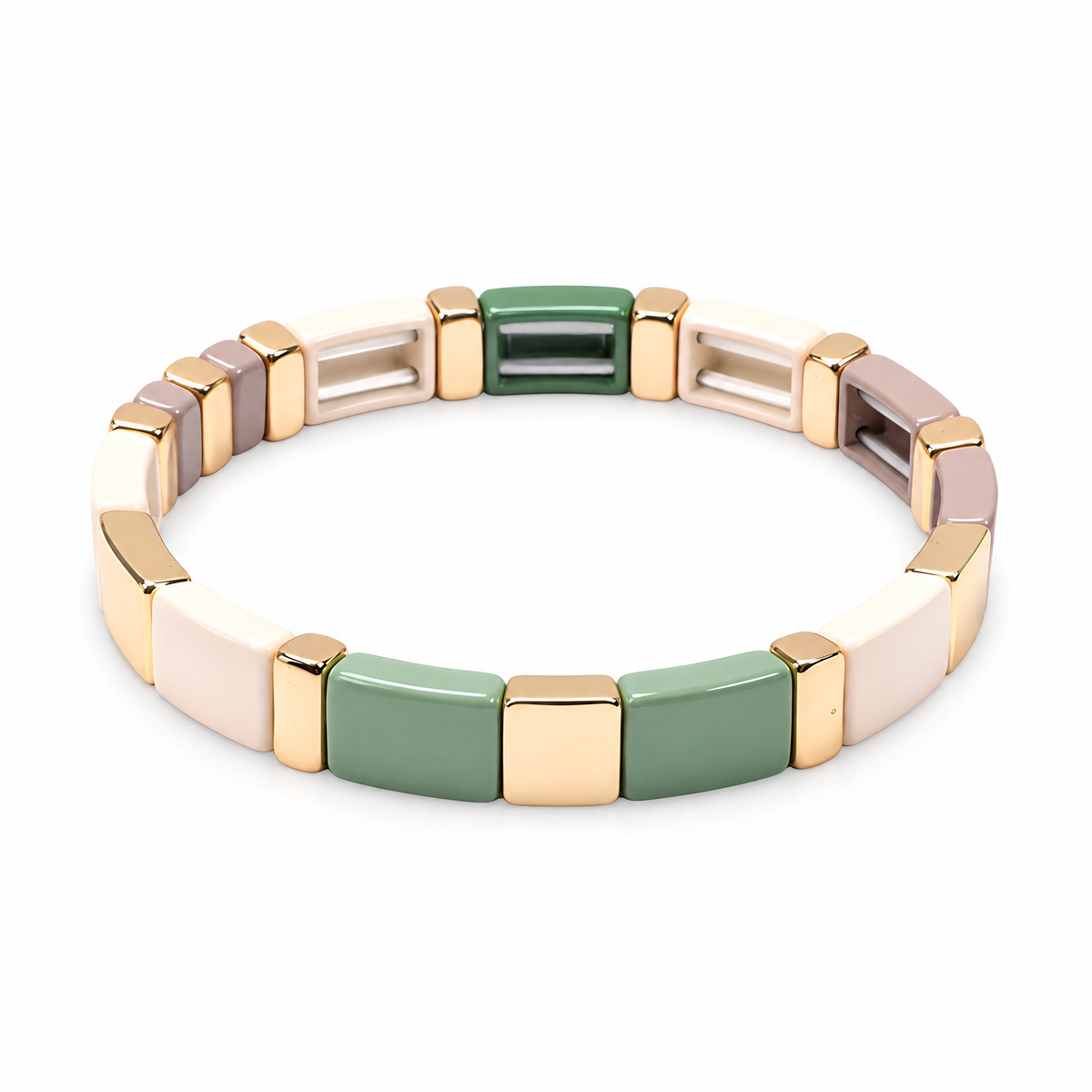 Packshot studio bracelet Calypso style 8, maillons émail multicolores.