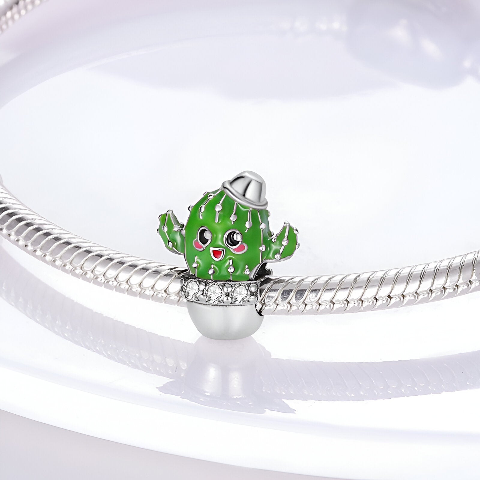 Charm cactus souriant, pour femme, modèle Esmeray - La Boutique du Bracelet