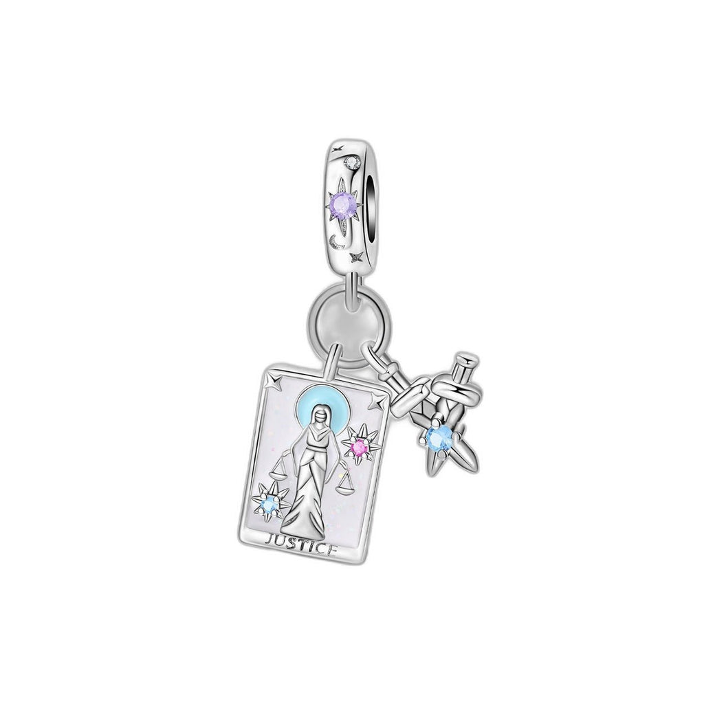 Klassischer Charm, Tarotkarte Gerechtigkeit (Schwert), für Damen, Modell Ensiferia