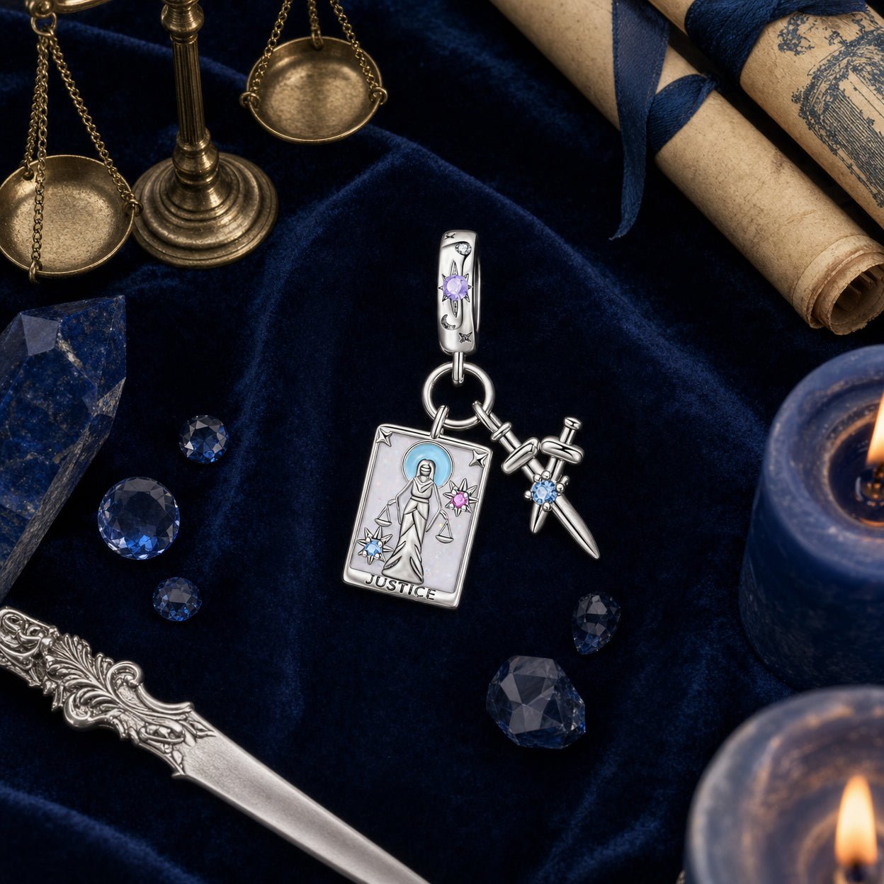 Classic charm, Justice tarot card (sword), for women, Ensiferia model