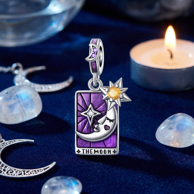 Charm tarotkortet Månen, farvede emaljer og zirkoner, til kvinder, model Lunaria