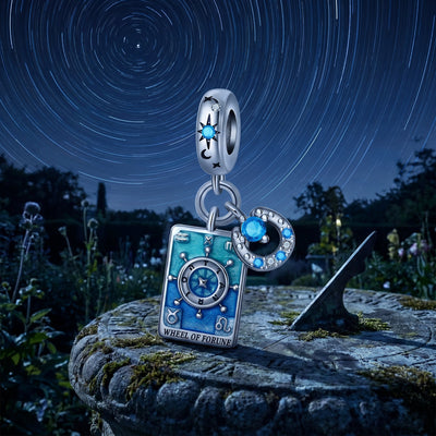 Tarotkort-charm La Roue de Fortune, farvede emaljer og zirkoner, til kvinder, model Rotalia