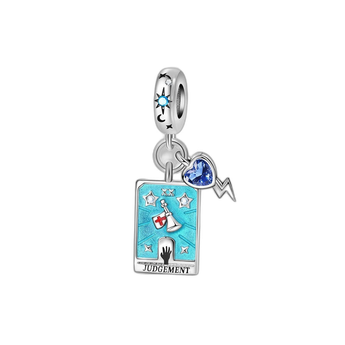 Charm Tarotkarte Das Gericht, farbige Emaille und Zirkonia, Modell Judicia