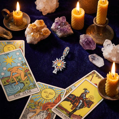 Charm tarotkort, farvede emaljer og zirkoner, til kvinder, model Pentaclia