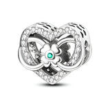Charm coeur incrusté d'un trèfle et d'un infini, pour femme, modèle Aracelis - La Boutique du Bracelet