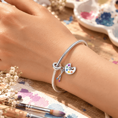 Charm palette de peinture et pinceaux, émaillé multicolore, pour femme, modèle Idony