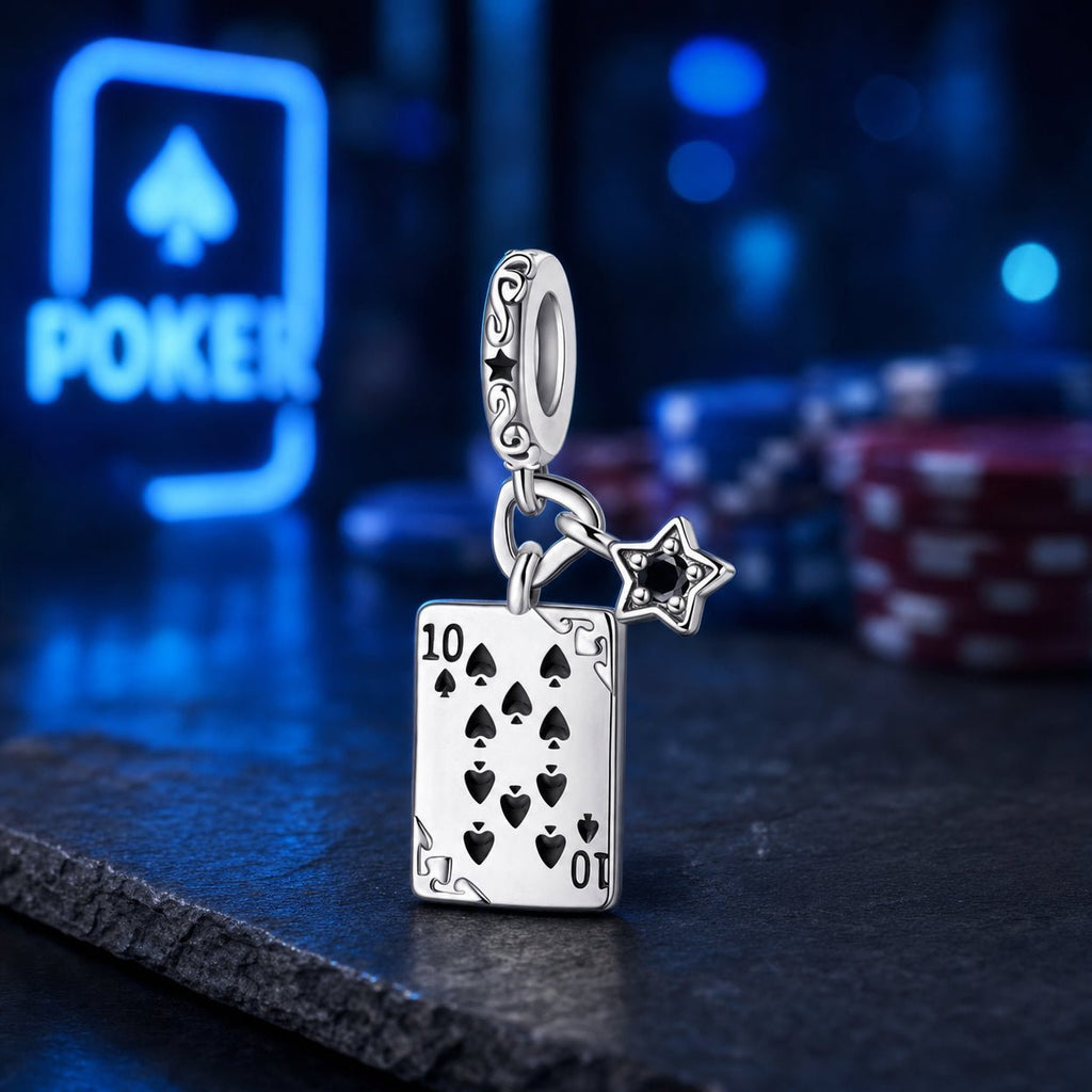 Charm pendant, 10 de pique, pour femme, modèle Decimus