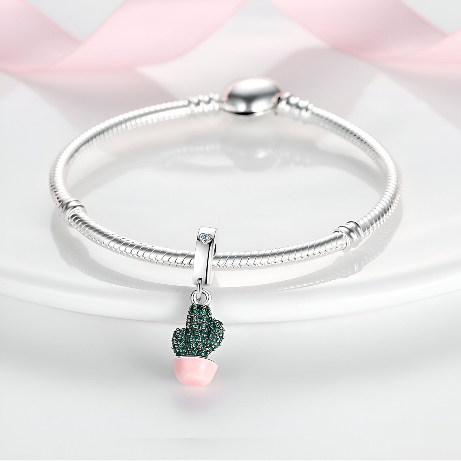 Charm pendant cactus à strass, pour femme, modèle Damara - La Boutique du Bracelet