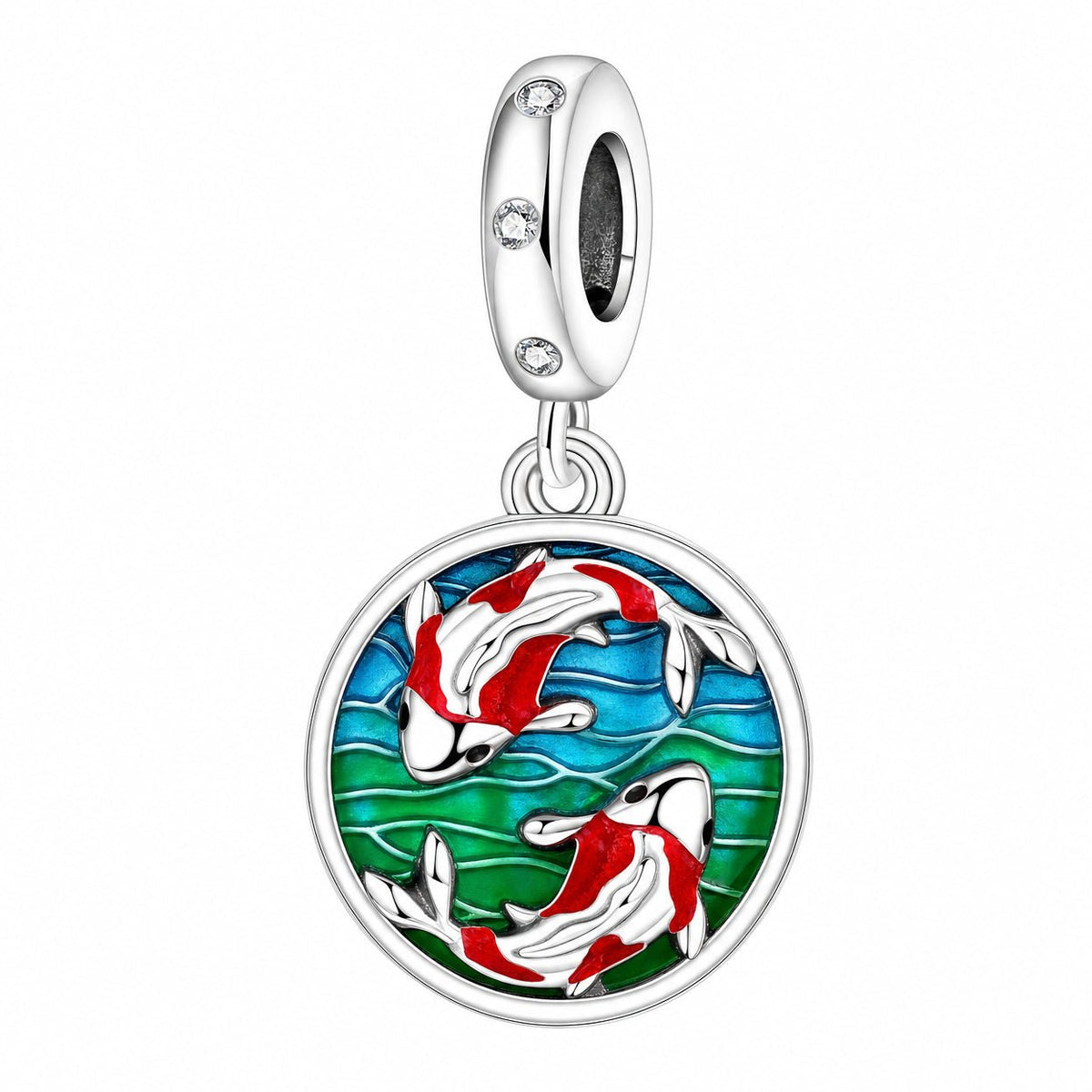 Charm-vedhæng, koi-karpe og lotus, til kvinder, model Cyprina